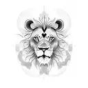 lion sun and cross tattoo design idea