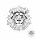 lion sun and cross tattoo design idea