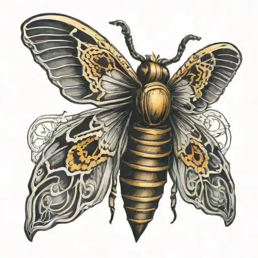 deaths head moth inside a vacuum tube tattoo design idea