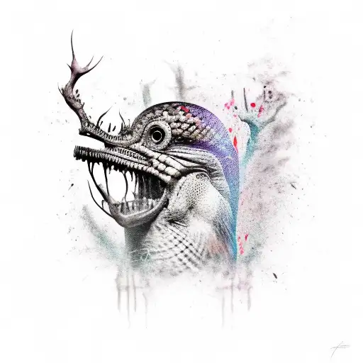 pavo real zombie tattoo design idea