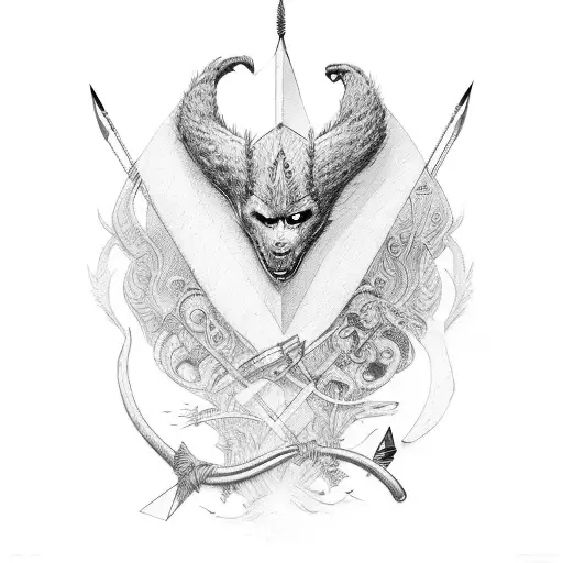 quiver and arrows including the inscription griff" "doss" "emmy" tattoo design idea