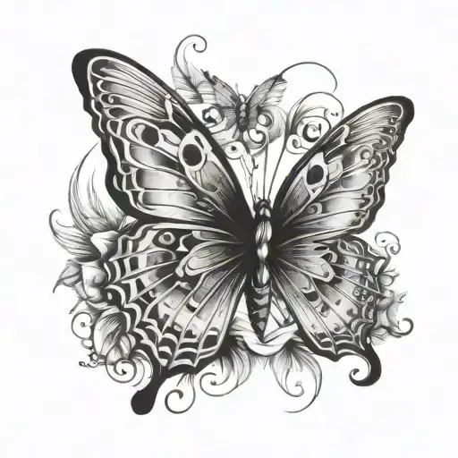 555 with butterfly emerging tattoo design idea
