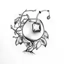 cherries Manhattan cocktail pelican  tattoo design idea