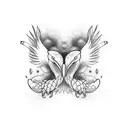 cherries Manhattan cocktail pelican  tattoo design idea