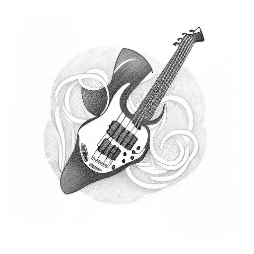 A bass guitar with misfit lyrics as the strings tattoo design idea