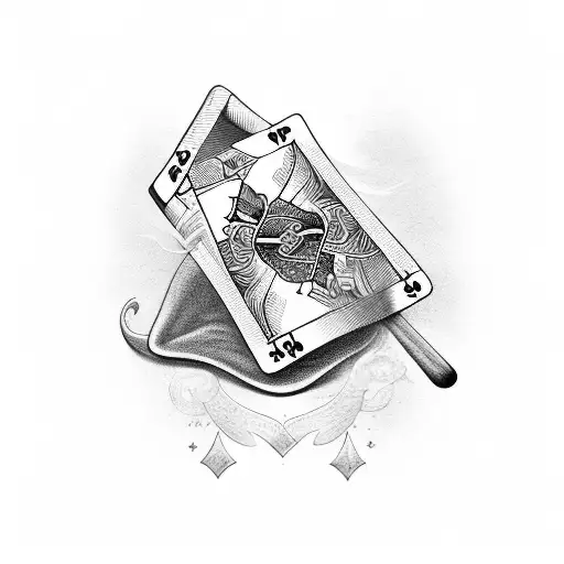 the word cherish, 6 of clubs playing card ,walking stick ,pork pie hat  tattoo design idea