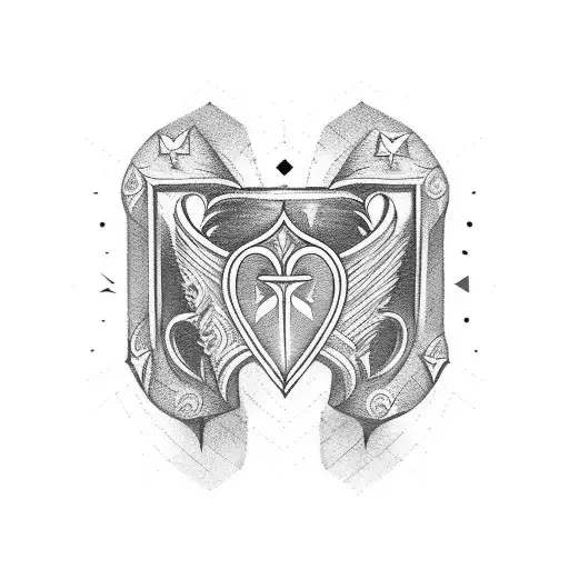 nordic heart, dagger, chest tattoo design idea