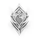 nordic heart, dagger, chest tattoo design idea