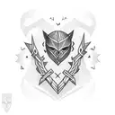 nordic heart, dagger, chest tattoo design idea