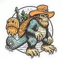 squatch, ufo, 49 miner  tattoo design idea
