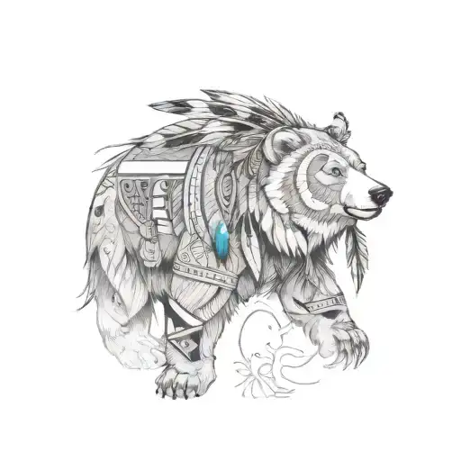 Native American, bear, bird, tribal tattoo tattoo design idea