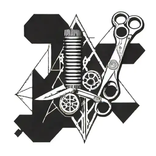 Incorporate barber tools (scissors, razors, combs) into a unique geometric design tattoo design idea
