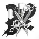 Incorporate barber tools (scissors, razors, combs) into a unique geometric design tattoo design idea