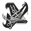 Incorporate barber tools (scissors, razors, combs) into a unique geometric design tattoo design idea