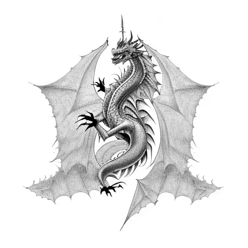 A tattoo of a majestic dragon inspired by anime art tattoo design idea
