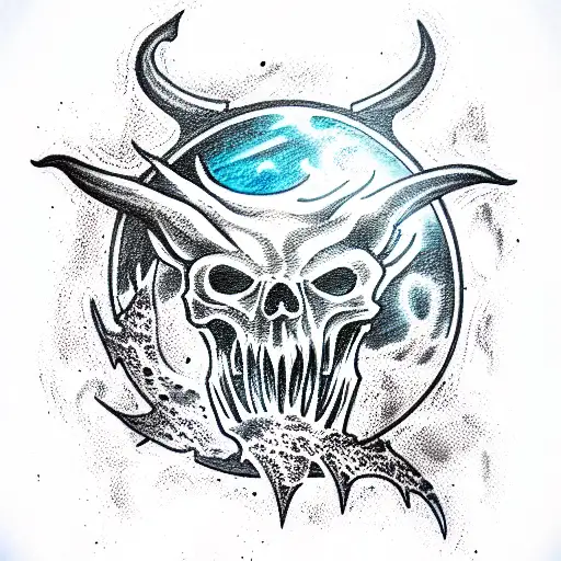 diablo in a moon water tattoo design idea