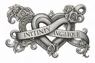 infinity sign with the first names steven and angelique with a heart tattoo design idea