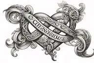 infinity sign with the first names steven and angelique with a heart tattoo design idea