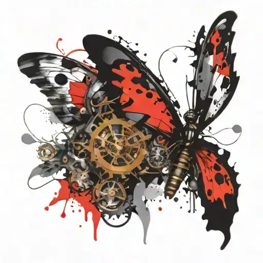 steampunk butterfly tattoo design idea
