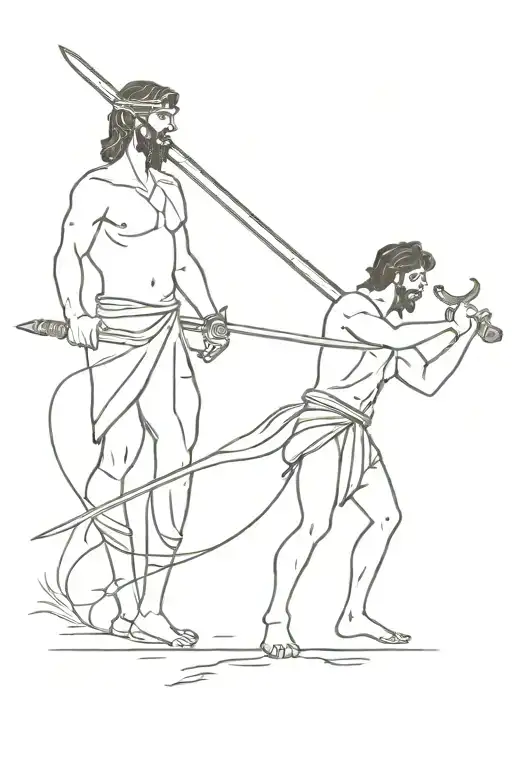 Sword Of David vs Goliath tattoo design idea