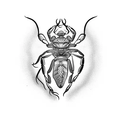 A graceful dancer merging with a scorpion, symbolizing strength and beauty tattoo design idea