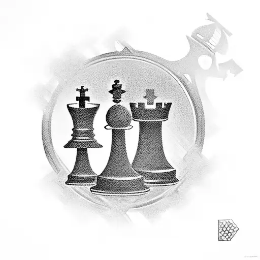 Chess with king and piece in circle tattoo design idea