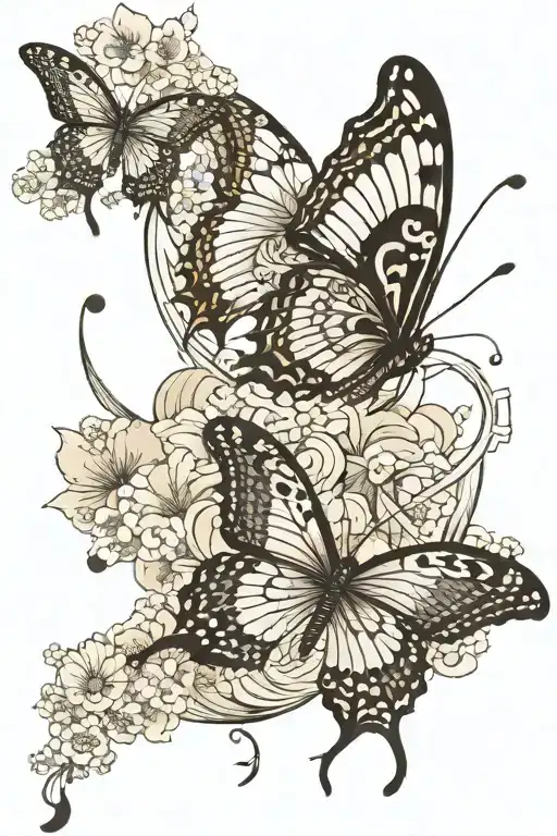 I want a butterfly with a black and white moon that has a Japanese style mixed with very few tribal elements. tattoo design idea
