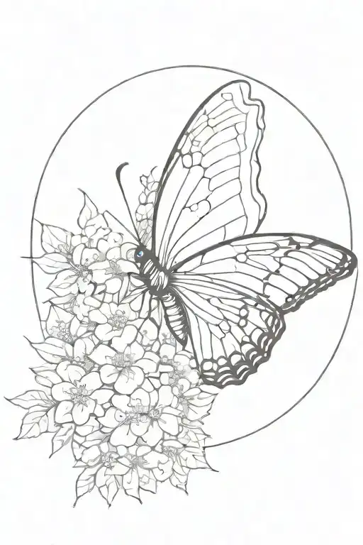 I want a butterfly with a black and white moon that has a Japanese style and fine lines. tattoo design idea