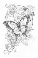 I want a butterfly with a black and white moon that has a Japanese style and fine lines and the moon has to be tattoo design idea
