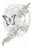 I want a butterfly with a black and white moon that has a Japanese style and fine lines and the moon has to be tattoo design idea