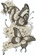 I want a butterfly with a black and white moon that has a Japanese style mixed with very few tribal elements. tattoo design idea