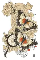 I want a butterfly with a black and white moon that has a Japanese style mixed with very few tribal elements. tattoo design idea