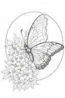 I want a butterfly with a black and white moon that has a Japanese style and fine lines. tattoo design idea