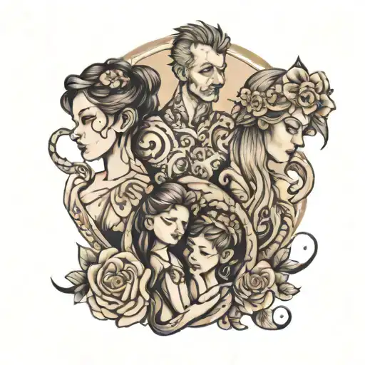  dad, two daughters, anxiety but staying strong  tattoo design idea