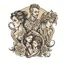  dad, two daughters, anxiety but staying strong  tattoo design idea