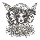  dad, two daughters, anxiety but staying strong  tattoo design idea