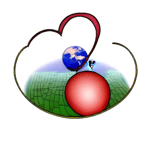 heart orbit earth tattoo design idea