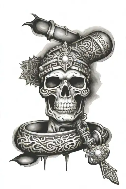 Forearm half sleeve with rosary and aztec  designs tattoo design idea