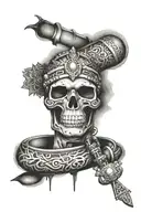 Forearm half sleeve with rosary and aztec  designs tattoo design idea