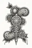 Forearm half sleeve with rosary and aztec  designs tattoo design idea