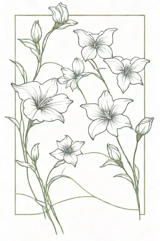 morning glory and aster flowers with narcissus flowers and two butterflies intertwined  tattoo design idea