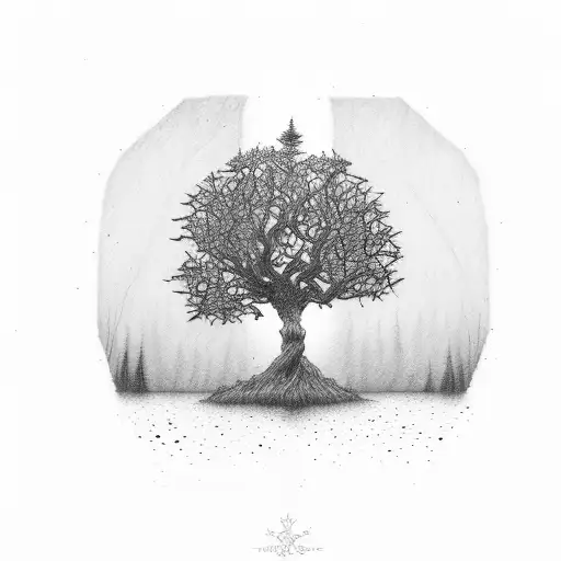 tree made of ash tattoo design idea