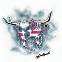 highland cow tattoo design idea