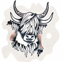 highland cow tattoo design idea