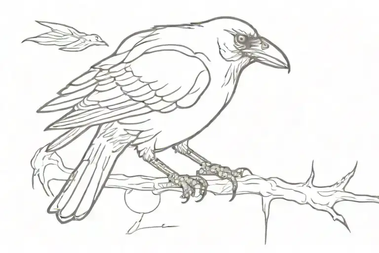 crow eat meat tattoo design idea