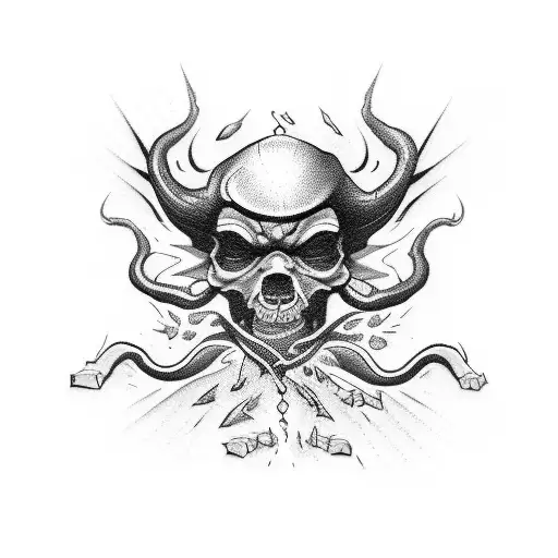 drug addiction demon tattoo design idea