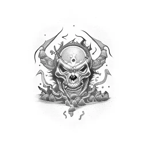 drug addiction demon tattoo design idea