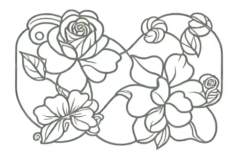 rose and shamrock intertwined tattoo design idea