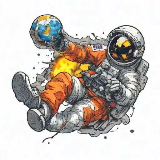 Astronaut floating tattoo design idea