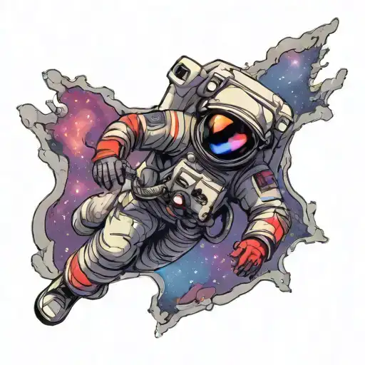 Astronaut floating tattoo design idea
